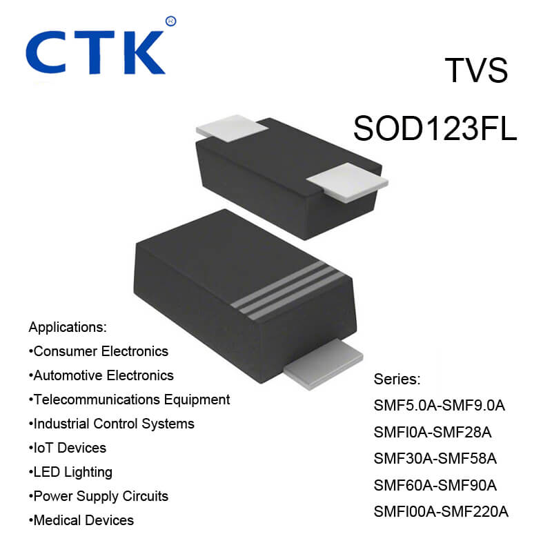 SOD123FL TVS SMF Series Surface mount transient voltage suppressor power 200 watts